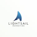Boat sail logo, lightsail design, glowing sail symbol, glowing sail idea.