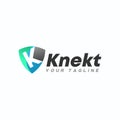 K logo. K letter design. Image shield or security. Font K gradient concept.