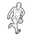 Gaelic Football Male Player Cartoon Graphic Vector