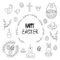 Set of easter doodles for easter happy easter