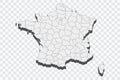 3D map illustration of France Departments Royalty Free Stock Photo