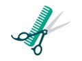 Hairdressing Scissors and Hair Comb icon. Barber symbol silhouette Royalty Free Stock Photo