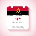 11th November Independence day of Angola. Creative country independence day calendar concept vector illustration