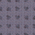 Regular Polka-Dot seamless vector pattern with purple hearts. Elegant Valentine geometric tiled background.