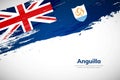 Hand drawn flag style of Anguilla. Creative brush stroke concept background