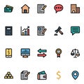 Filled outline icons for banking and finance. Royalty Free Stock Photo