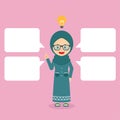 Muslim Girl Character Shows Get Idea with Bubble Text