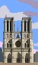 PrintNotre Dame de Paris cathedral. vector.