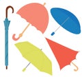 Vector set with umbrellas. Royalty Free Stock Photo