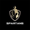 Shield and helmet of the Spartan warrior symbol, emblem. Spartan helmet logo Royalty Free Stock Photo