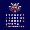 Vector font A to Z with a sports theme on a dark background