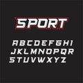 Vector font A to Z with a sports theme on a dark background