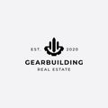 Gear Building logo design hipster style