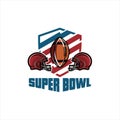 Vector illustration of Superbowl and American football badge in manual drawing style