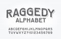 Raggedy alphabet font. Type letters and numbers on a vintage background. Royalty Free Stock Photo