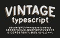 Vintage alphabet font. Hand drawn letters, numbers and symbols. Uppercase and lowercase.