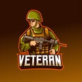 Veteran soldier holding sniper mascot logo design.