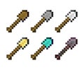 Pixel Art of a set of Shovels. Royalty Free Stock Photo