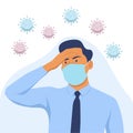 A man has fever and shows symptoms of coronavirus infection