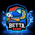 Blue panda betta fish mascot. esport logo design