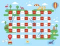 World tour board game template,Funny frame, ladders game,Vector illustrations.