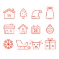 Christmas flat icons, element for patterns, cards, apps stickers, vector background Royalty Free Stock Photo