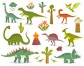 Print. Vector set of dinosaurs. Jurassic period. Royalty Free Stock Photo