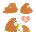 Print. Vector set of illustrations with a family of bears.