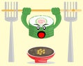 Illustration cartoon character of japanese food, sushi roll exercising pull ups over soy sauce