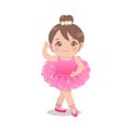 Cute pink ballerina girl dancing with tutu glitter dress.