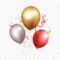 Celebration banner with gold confetti and balloons Royalty Free Stock Photo