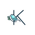 Initial cute blue bird K