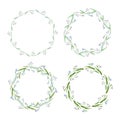 Floral watercolor Frame Collection with spring flowers. Set of cute retro snowdrops arranged in the shape of the circle
