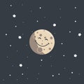 Smiling Moon Cartoon vector EPS 10 Royalty Free Stock Photo