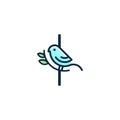 Initial cute blue bird I