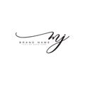 MJ Initial Letter Logo - Handwritten Signature Logo