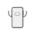 Smiling smartphone doodle with white screen