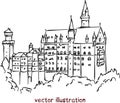 Vector sketch of European medieval castle Royalty Free Stock Photo