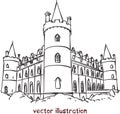 Vector sketch of European medieval castle Royalty Free Stock Photo