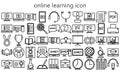 Bundle of education online, Simple black bold outline Royalty Free Stock Photo