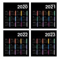 Year 2020 and Year 2021 and Year 2022 and Year 2023 calendar vector design template, simple and clean design for organization and Royalty Free Stock Photo