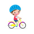 Happy kids riding bikes, cute children on bicycle, Sports concept, child biking isolated on a white background Royalty Free Stock Photo