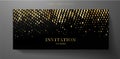 Gold and black premium VIP Invite card template. Deluxe golden pattern circular dots on black background