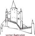 Vector sketch of European medieval castle Royalty Free Stock Photo