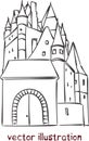 Vector sketch of European medieval castle