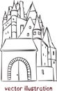 Vector sketch of European medieval castle Royalty Free Stock Photo