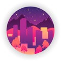Cyrcle night city skyline illustration Royalty Free Stock Photo