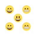 Set of smile face with flat emoticon