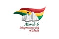 March 6, Independence Day of Ghana with national bird vector illustration