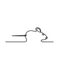 Continuous line drawing of mouse vector illustration future minimalism style.